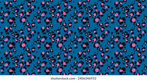 Seamless pattern with leopard spots. Wild animal skin print in different colors in flat style. Exotic ornament, fashionable elegant print. African pattern for wallpaper or fabric.