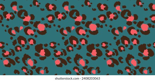 Seamless pattern with leopard spots. Wild animal skin print in different colors in flat style. Exotic ornament, fashionable elegant print. African pattern for wallpaper or fabric.