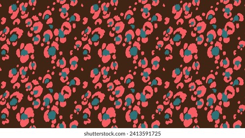 Seamless pattern with leopard spots. Wild animal skin print in different colors in flat style. Exotic ornament, fashionable elegant print. African pattern for wallpaper or fabric.