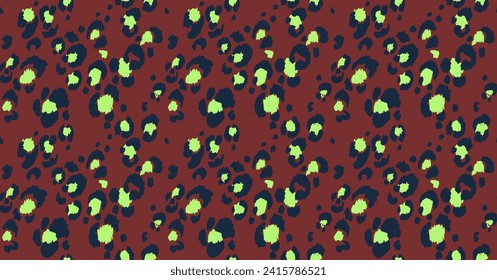 Seamless pattern with leopard spots. Wild animal skin print in different colors in flat style. Exotic ornament, fashionable elegant print. African pattern for wallpaper or fabric.