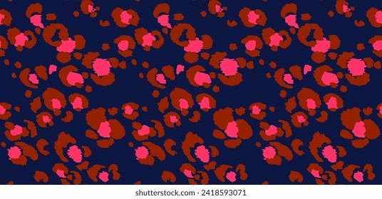 Seamless pattern with leopard spots. Wild animal skin print in different colors in flat style. Exotic ornament, fashionable elegant print. African pattern for wallpaper or fabric.