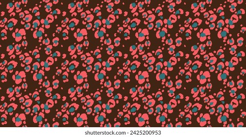 Seamless pattern with leopard spots. Wild animal skin print in different colors in flat style. Exotic ornament, fashionable elegant print. African pattern for wallpaper or fabric.