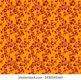 Seamless pattern with leopard spots. Wild animal skin print in different colors in flat style. Exotic ornament, fashionable elegant print. African pattern for wallpaper or fabric.
