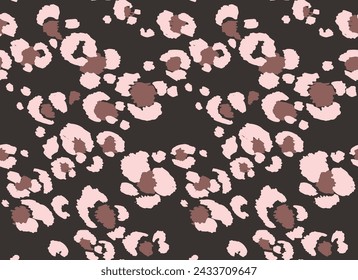 Seamless pattern with leopard spots. Wild animal skin print in different colors in flat style. Exotic ornament, fashionable elegant print. African pattern for wallpaper or fabric.