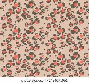 Seamless pattern with leopard spots. Wild animal skin print in different colors in flat style. Exotic ornament, fashionable elegant print. African pattern for wallpaper or fabric.