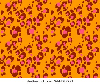 Seamless pattern with leopard spots. Wild animal skin print in different colors in flat style. Exotic ornament, fashionable elegant print. African pattern for wallpaper or fabric.