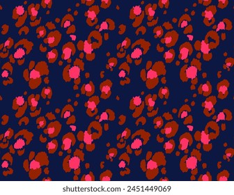 Seamless pattern with leopard spots. Wild animal skin print in different colors in flat style. Exotic ornament, fashionable elegant print. African pattern for wallpaper or fabric.
