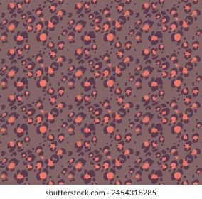 Seamless pattern with leopard spots. Wild animal skin print in different colors in flat style. Exotic ornament, fashionable elegant print. African pattern for wallpaper or fabric.