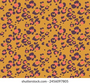 Seamless pattern with leopard spots. Wild animal skin print in different colors in flat style. Exotic ornament, fashionable elegant print. African pattern for wallpaper or fabric.