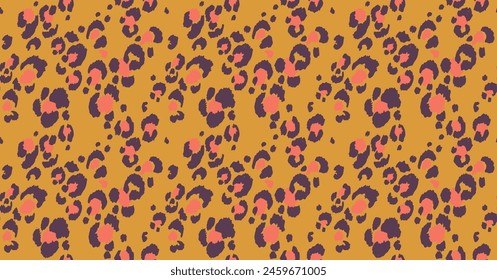 Seamless pattern with leopard spots. Wild animal skin print in different colors in flat style. Exotic ornament, fashionable elegant print. African pattern for wallpaper or fabric.