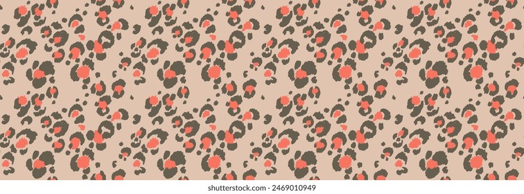 Seamless pattern with leopard spots. Wild animal skin print in different colors in flat style. Exotic ornament, fashionable elegant print. African pattern for wallpaper or fabric.