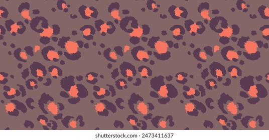Seamless pattern with leopard spots. Wild animal skin print in different colors in flat style. Exotic ornament, fashionable elegant print. African pattern for wallpaper or fabric.