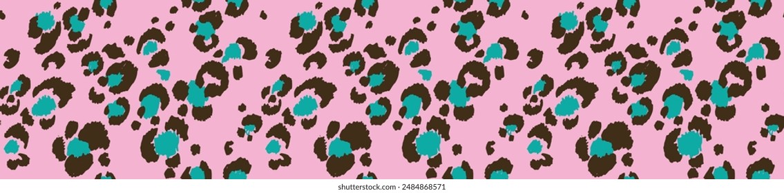 Seamless pattern with leopard spots. Wild animal skin print in different colors in flat style. Exotic ornament, fashionable elegant print. African pattern for wallpaper or fabric.