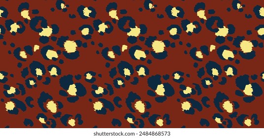 Seamless pattern with leopard spots. Wild animal skin print in different colors in flat style. Exotic ornament, fashionable elegant print. African pattern for wallpaper or fabric.