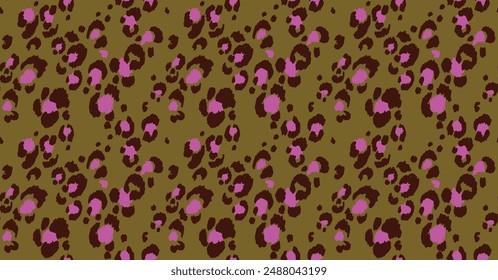 Seamless pattern with leopard spots. Wild animal skin print in different colors in flat style. Exotic ornament, fashionable elegant print. African pattern for wallpaper or fabric.