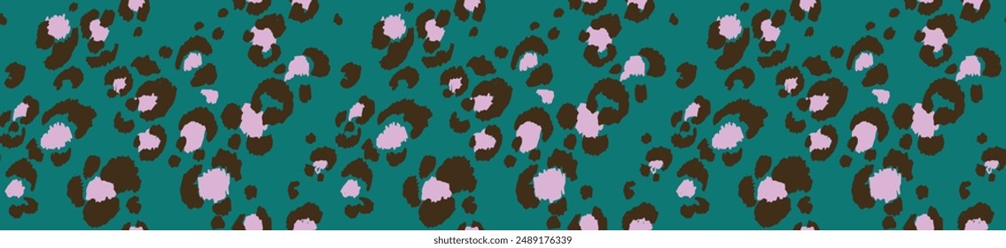 Seamless pattern with leopard spots. Wild animal skin print in different colors in flat style. Exotic ornament, fashionable elegant print. African pattern for wallpaper or fabric.