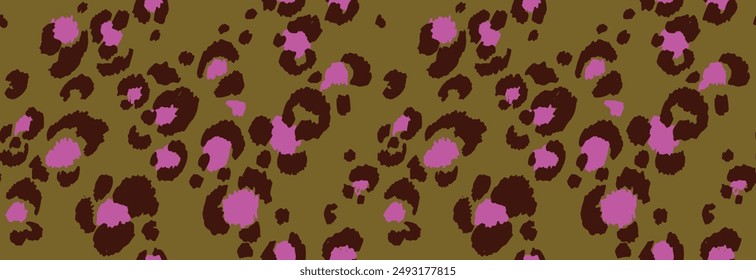 Seamless pattern with leopard spots. Wild animal skin print in different colors in flat style. Exotic ornament, fashionable elegant print. African pattern for wallpaper or fabric.