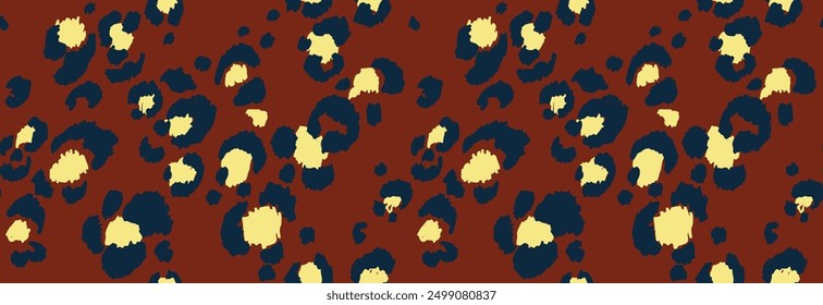 Seamless pattern with leopard spots. Wild animal skin print in different colors in flat style. Exotic ornament, fashionable elegant print. African pattern for wallpaper or fabric.