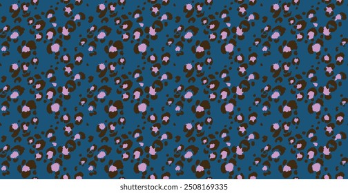 Seamless pattern with leopard spots. Wild animal skin print in different colors in flat style. Exotic ornament, fashionable elegant print. African pattern for wallpaper or fabric.
