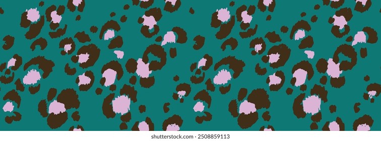 Seamless pattern with leopard spots. Wild animal skin print in different colors in flat style. Exotic ornament, fashionable elegant print. African pattern for wallpaper or fabric.