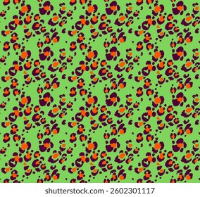 Seamless pattern with leopard spots. Wild animal skin print in different colors in flat style. Exotic ornament, fashionable elegant print. African pattern for wallpaper or fabric.