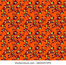 Seamless pattern with leopard spots. Wild animal skin print in different colors in flat style. Exotic ornament, fashionable elegant print. African pattern for wallpaper or fabric.