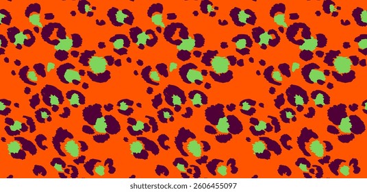 Seamless pattern with leopard spots. Wild animal skin print in different colors in flat style. Exotic ornament, fashionable elegant print. African pattern for wallpaper or fabric.