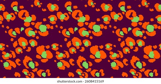 Seamless pattern with leopard spots. Wild animal skin print in different colors in flat style. Exotic ornament, fashionable elegant print. African pattern for wallpaper or fabric.