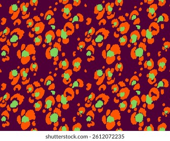 Seamless pattern with leopard spots. Wild animal skin print in different colors in flat style. Exotic ornament, fashionable elegant print. African pattern for wallpaper or fabric.