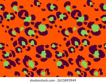 Seamless pattern with leopard spots. Wild animal skin print in different colors in flat style. Exotic ornament, fashionable elegant print. African pattern for wallpaper or fabric.