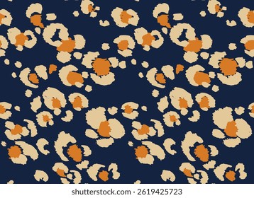 Seamless pattern with leopard spots. Wild animal skin print in different colors in flat style. Exotic ornament, fashionable elegant print. African pattern for wallpaper or fabric.