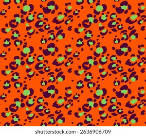Seamless pattern with leopard spots. Wild animal skin print in different colors in flat style. Exotic ornament, fashionable elegant print. African pattern for wallpaper or fabric.