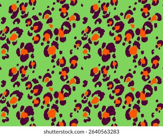 Seamless pattern with leopard spots. Wild animal skin print in different colors in flat style. Exotic ornament, fashionable elegant print. African pattern for wallpaper or fabric.
