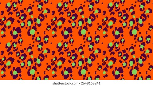 Seamless pattern with leopard spots. Wild animal skin print in different colors in flat style. Exotic ornament, fashionable elegant print. African pattern for wallpaper or fabric.