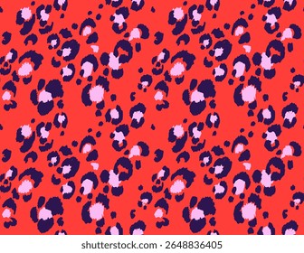 Padrão perfeito com manchas de leopardo. Impressão de pele de animal selvagem em cores diferentes em estilo plano. Ornamento exótico, impressão elegante na moda. Padrão africano para papel de parede ou tecido.