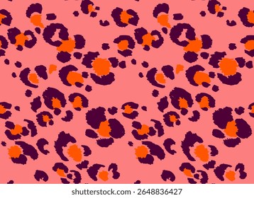 Padrão perfeito com manchas de leopardo. Impressão de pele de animal selvagem em cores diferentes em estilo plano. Ornamento exótico, impressão elegante na moda. Padrão africano para papel de parede ou tecido.