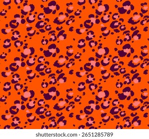 Padrão perfeito com manchas de leopardo. Impressão de pele de animal selvagem em cores diferentes em estilo plano. Ornamento exótico, impressão elegante na moda. Padrão africano para papel de parede ou tecido.