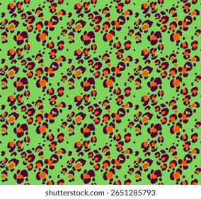 Padrão perfeito com manchas de leopardo. Impressão de pele de animal selvagem em cores diferentes em estilo plano. Ornamento exótico, impressão elegante na moda. Padrão africano para papel de parede ou tecido.