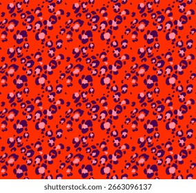 Padrão perfeito com manchas de leopardo. Impressão de pele de animal selvagem em cores diferentes em estilo plano. Ornamento exótico, impressão elegante na moda. Padrão africano para papel de parede ou tecido.