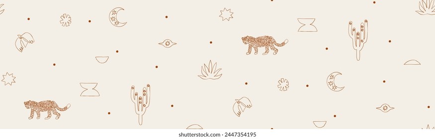 Seamless pattern Leopard and western design elements