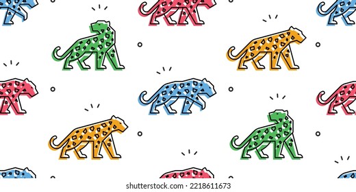 Seamless pattern with Leopards. isolated on white background
