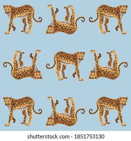 Seamless pattern with leopards. Vector illustration.