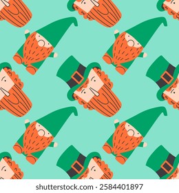 Seamless pattern with leprechauns for St. Patrick's Day