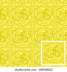 Seamless pattern ,letter A Abstract swirls, ornamental, flow from one to another.