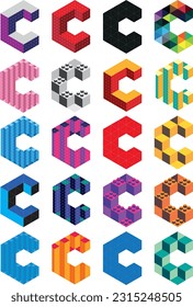 Seamless pattern of letter C 