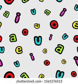 Seamless Pattern of Letter Consonant for kid fun colourful