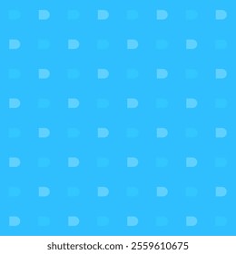 Seamless pattern of letter D or bullets in blue. Monochrome, background, repeating pattern, textile, packaging, capital, wrapping paper. Vector