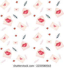 Seamless pattern with letter hearts.Vector illustration