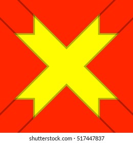 Seamless pattern of letter X in the abstract background red and yellow color
