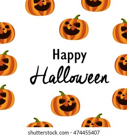 seamless pattern lettering happy Halloween & pumpkin